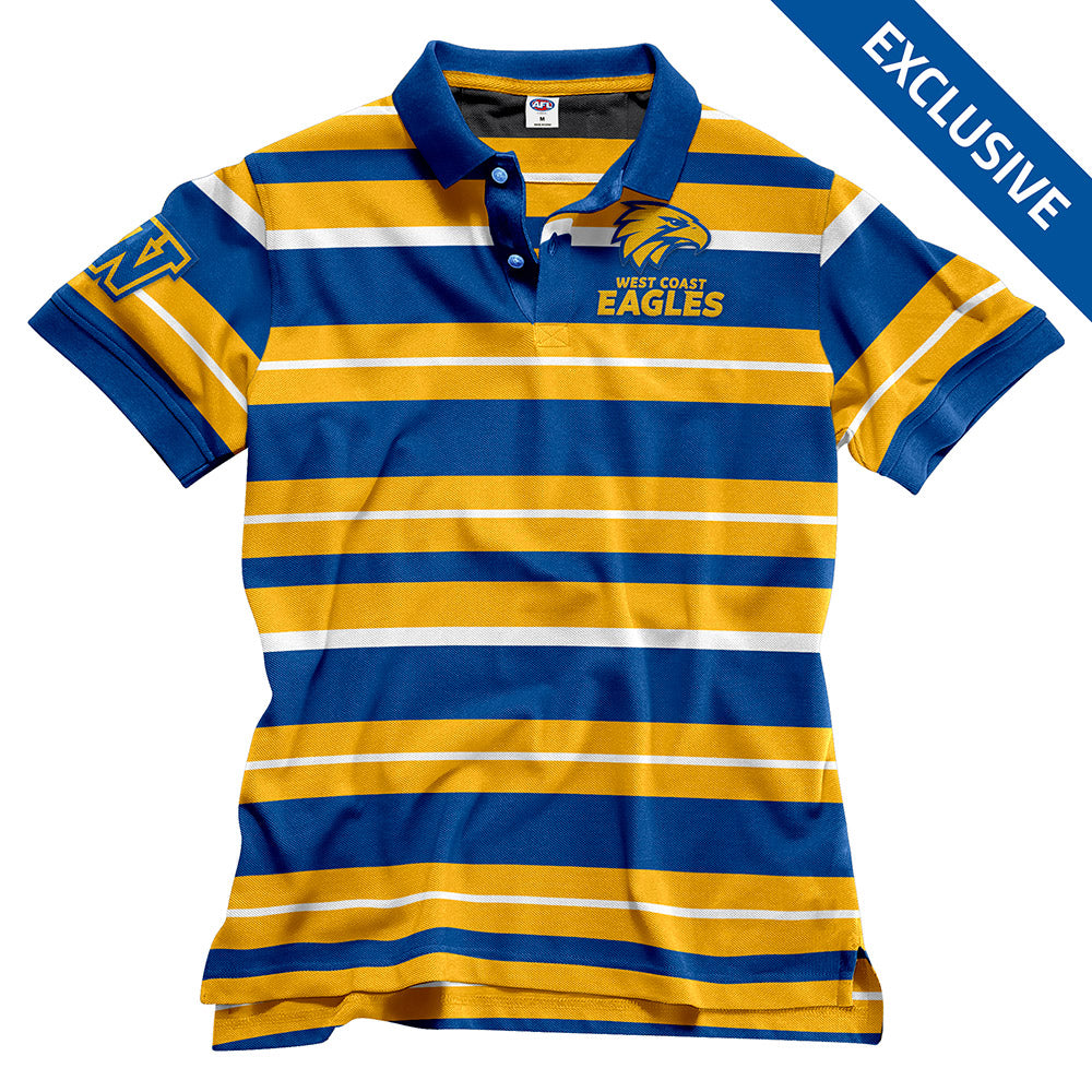 West Coast Eagles 2021 AFL Mens Blue Media Polo Shirt, JCWCEPMP_B